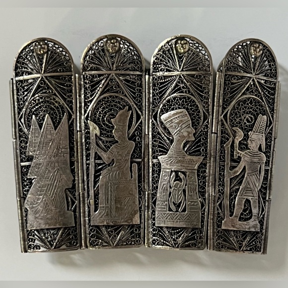 Vintage Egyptian Sterling Silver filigree bracelet - Picture 4 of 9